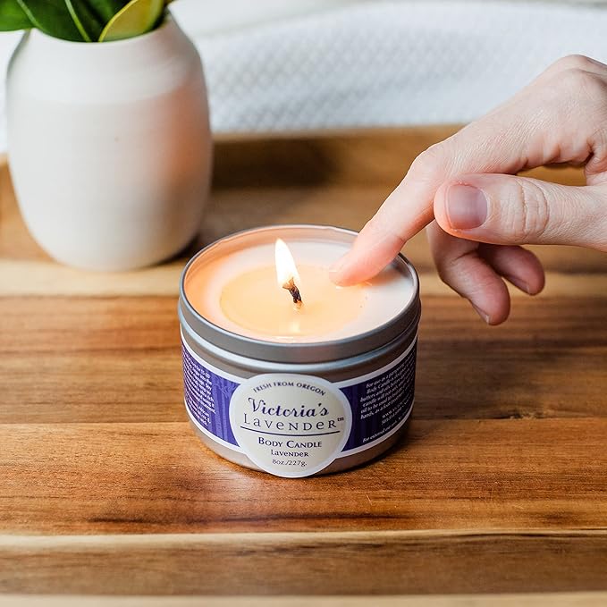 Victoria's Lavender Gift Basket for Women - Travel Massage Candle, Hand & Body Lotion, Bath Salts & Lavender Sachet, Skin Care, Beauty Products for Women, Body Wash Set, Spa Kit, Made in The USA