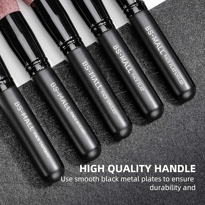 Makeup Brushes BS-MALL Premium Synthetic Foundation Powder Concealers Eye Shadows Makeup 14 Pcs Brush Set, Rose Golden, with Case (Black)