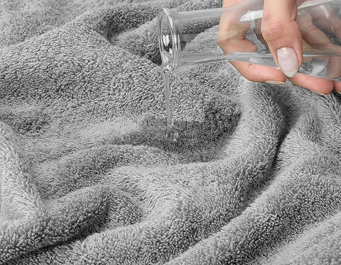 American Soft Linen Luxury 6 Piece Towel Set, 2 Bath Towels 2 Hand Towel 2 Washcloths, 600 GSM 100% Cotton Turkish Towels for Bathroom, Light Grey Towel Sets