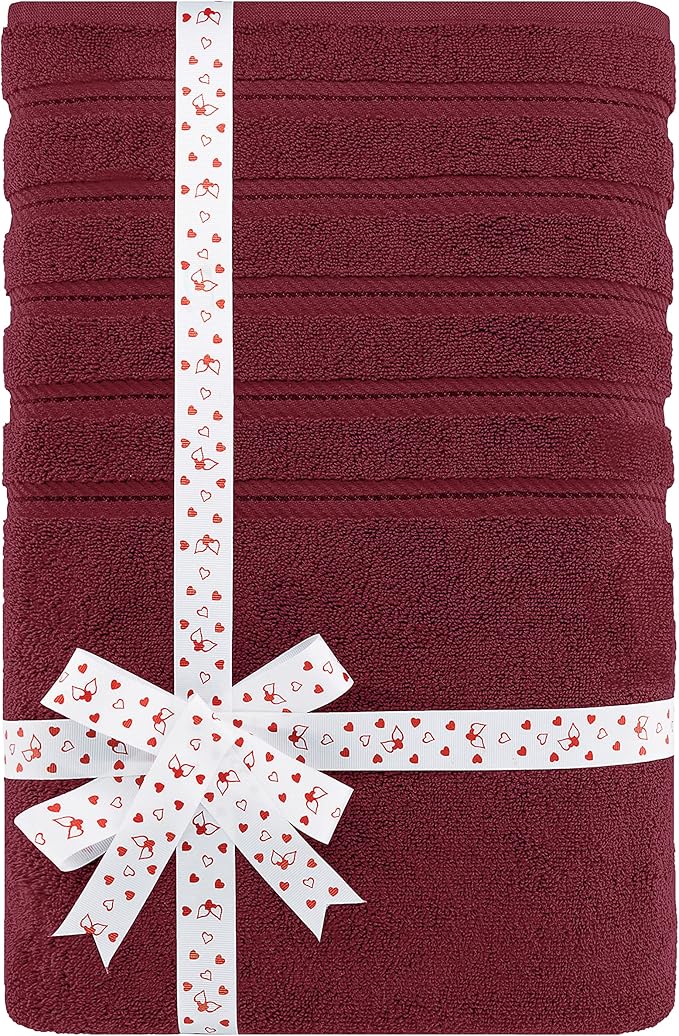 American Soft Linen 35x70 Jumbo Large Bath Towels, 600 GSM 100% Cotton Turkish Bath Sheet, Oversized Luxury Bath Towels for Bathroom Beach and Pool, Bordeaux