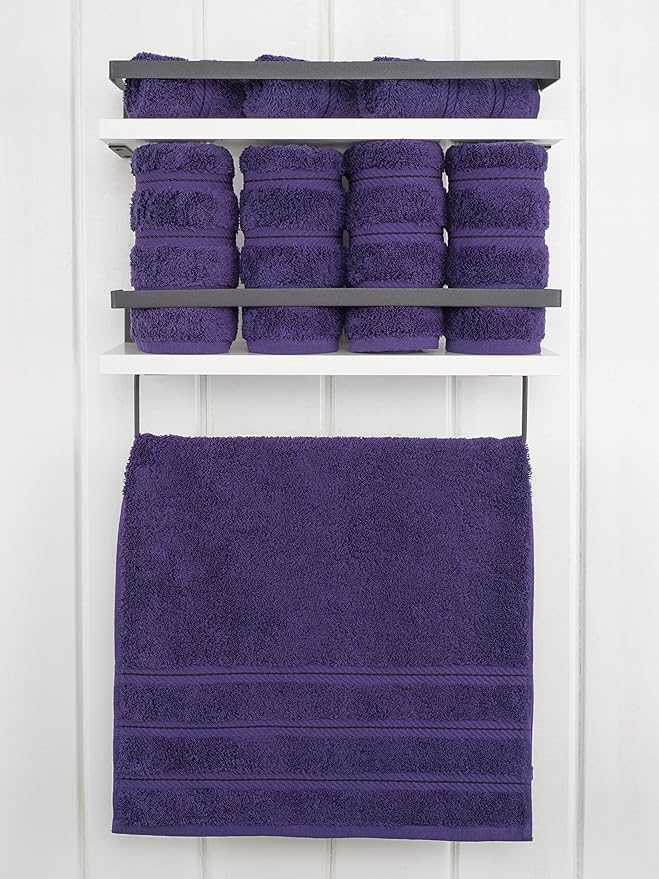 American Soft Linen Luxury Hand Towels for Bathroom, 600 GSM 100% Cotton Turkish 4 Piece Hand Towel Set, 600 GSM Hand Face Towels for Kitchen, Purple Hand Towels
