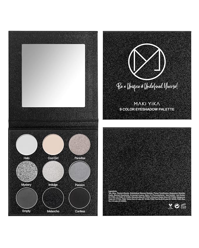 Black Grey Smokey Eyeshadow Palette Matte Black White Gray Silver Smoky Eye Shadow 9 Colors Eyeshadows Eye Makeup For Goth Look -9Black