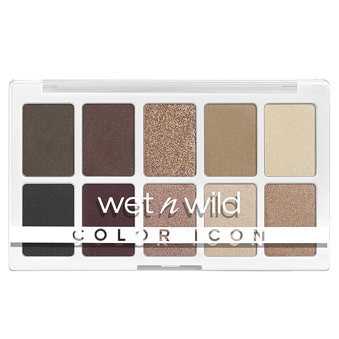 wet n wild Color Icon 10-Pan Eyeshadow Makeup Palette, Brown Nude Awakening, Long Lasting, Shimmer, Metallic, Glittery, Matte, Rich Smooth Pigment, Cruelty Free