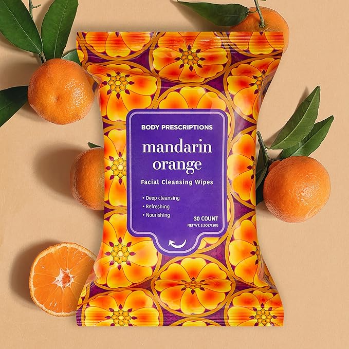 Body Prescriptions Makeup Remover Wipes - Bulk Pack, Gentle Cleansing Wipes for Easy Makeup Removal, Mandarin, Orchid, Grapefruit, & Jasmine Tea