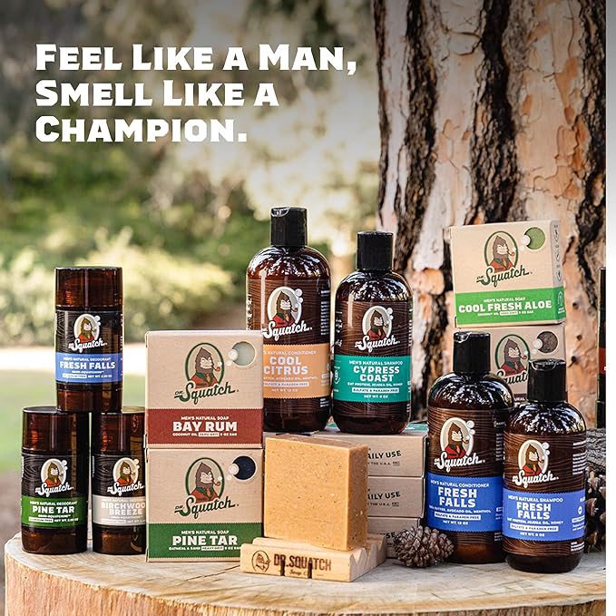 Dr. Squatch Natural Bar Soap for Men - Cold Process Soap with No Harsh Chemicals - Coconut Castaway, Wood Barrel Bourbon, Fresh Falls, Birchwood Breeze & Gold Moss (5 oz, 5-Pack)