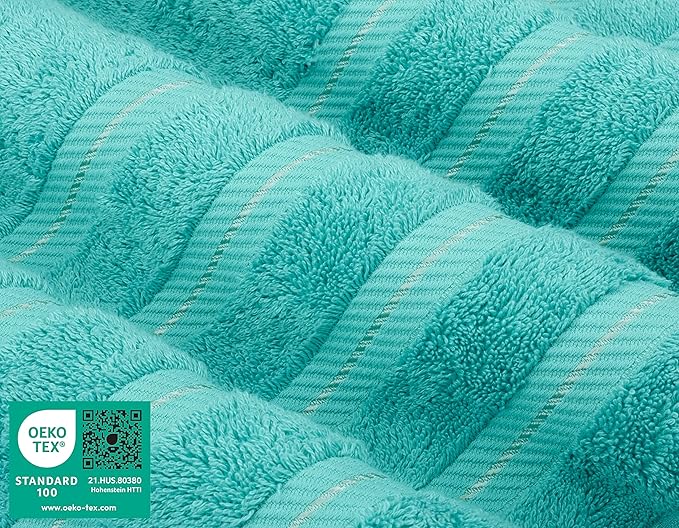 American Soft Linen Luxury 6 Piece Towel Set, 2 Bath Towels 2 Hand Towel 2 Washcloths, 600 GSM 100% Cotton Turkish Towels for Bathroom, Turquoise Blue Towel Sets