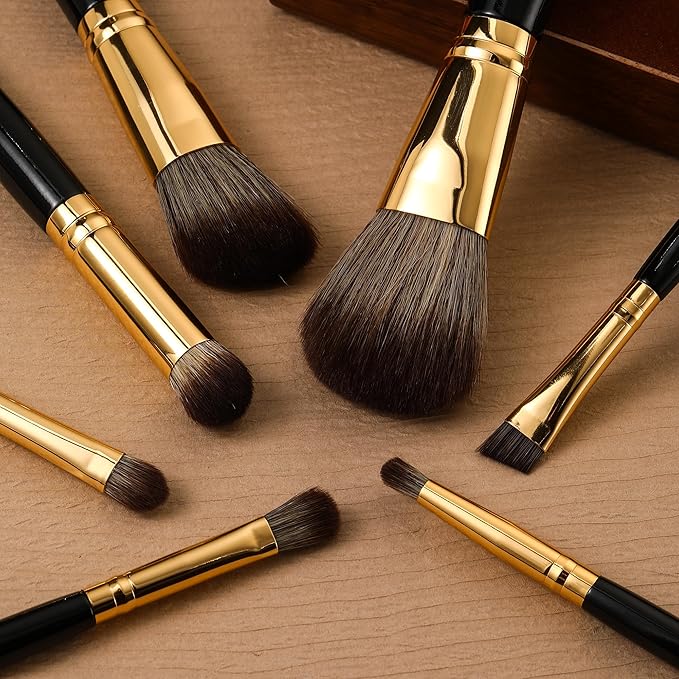 BRUSH ARTIST 12 PCs Premium Synthetic Black Makeup Brush Set Face Powder Brush, Contour Brush, Blush Brush, Eyeshadow Brush, Eyebrow Brush, Concealer Brush,Travel Size