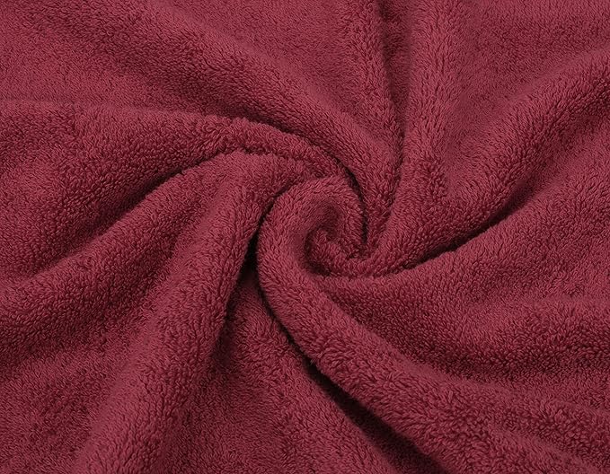 American Soft Linen Luxury 6 Piece Towel Set, 2 Bath Towels 2 Hand Towel 2 Washcloths, 600 GSM 100% Cotton Turkish Towels for Bathroom, Bordeaux Red Towel Sets