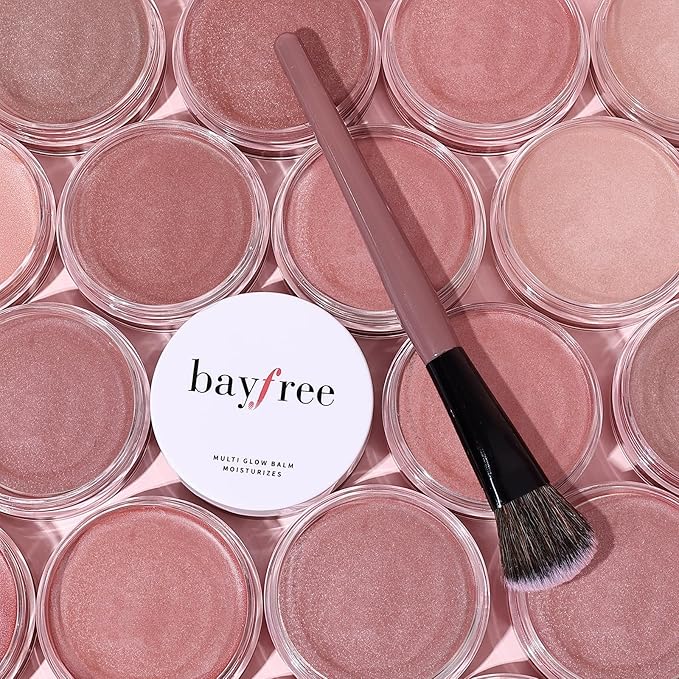 bayfree Multi Cream Blush & Blush Brush Set, Korean Makeup Blush for Cheeks, Multi-Use Face Balm, Lightweight & Hydrating, Blendable Color, Non-Greasy, Soft Bristles for Radiant Finish (Rose Crystal)