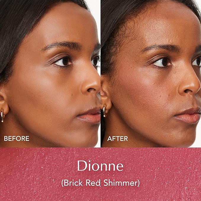 Thrive Causemetics Triple Threat Color Stick: Cream Blush Stick with Vitamin E, Evening Primrose Oil, Waterproof Smudge Proof Face Makeup Formula, Dionne (Brick Red Shimmer)