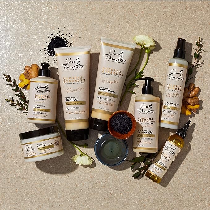 Carol's Daughter X Coco Gauff Goddess Strong Bundle: Hair Care Kit with Shampoo, Conditioner, Leave-In Treatment and Scalp Oil, 4 Items