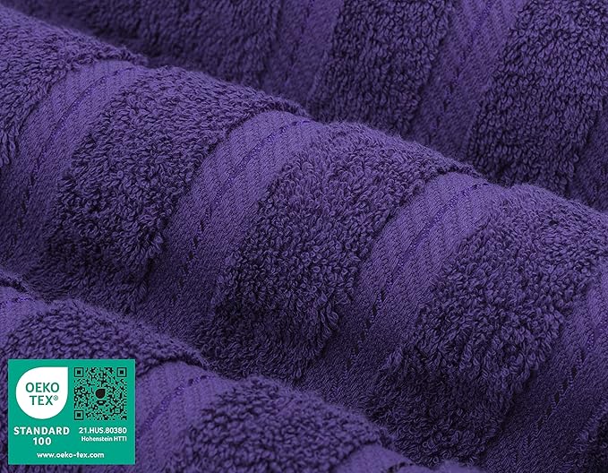 American Soft Linen Luxury 4 Piece Bath Towel Set, 600 GSM 100% Cotton Turkish Bath Towels for Bathroom, 27x54 in Extra Large Bathroom Shower Towels, Purple