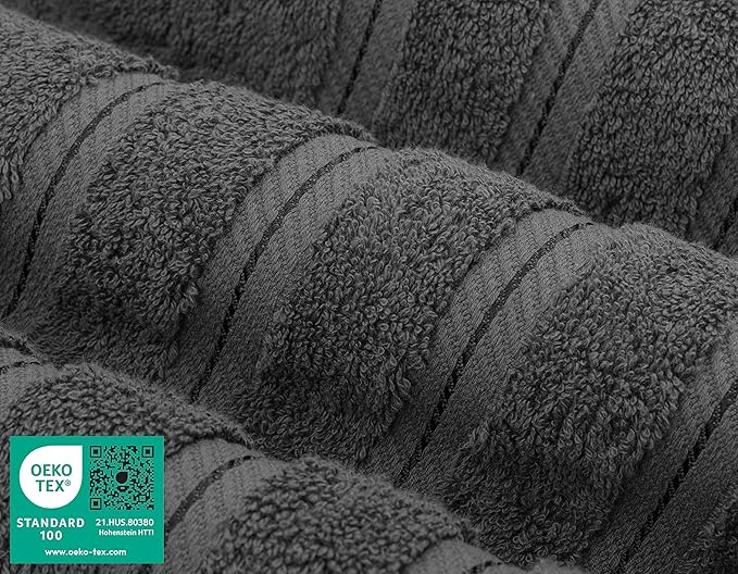 American Soft Linen Premium 3 Piece Towel Set, 1 Bath Towel 1 Hand Towel 1 Washcloth, 600 GSM 100% Cotton Turkish Towels for Bathroom, Dark Gray Towel Set