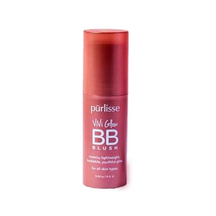 pūrlisse ViVi Glow BB Blush Stick for Cheeks - Blendable Cream Stick Blush with Hyaluronic Acid, Jasmine & Cornelian Cherry - Hydrating & Dewy Finish - Chai Nude Glow (0.28 oz)