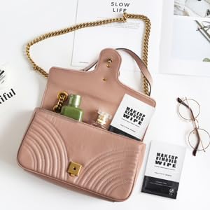 50 pcs Makeup Remover Wipes Bulk Individually Wrapped Makeup Wipes Single Makeup Remover Cloth Facial Cleansing Pads for Mascara Lipstick Oil Dirt Face Skin Travel Hotel (Black)