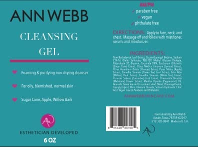 Foaming Cleansing Gel for Oily & Blemished Skin, Non-Greasy Exfoliating Cleanser with Silky Smooth Formula for All Skin Types - 6 oz