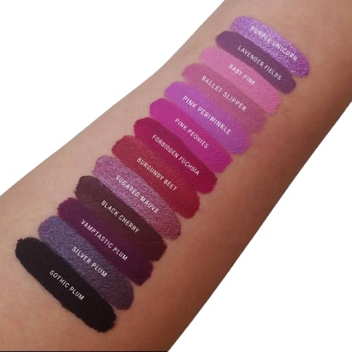 Aromi Sugared Mauve Metallic Liquid Lipstick, Purple Pink Lip Color with Shimmery Finish, Raspberry Mulberry Lipstick, Long-Lasting, Handmade (Sugared Mauve)