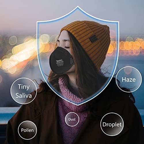 NIOSH Approved N95 Mask Particulate Respirators, N95 Face Masks 10 Pack, Individually Wrapped, Universal Fit，Black