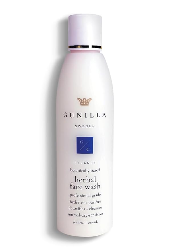 GUNILLA Herbal Face Wash - Very Gentle Daily Cream Cleanser for Dry, Normal, Sensitive Skin. Removes Dirt, Oil & Impurities. Plant-Based. Vegan. Natural. Concentrated 6.7 oz