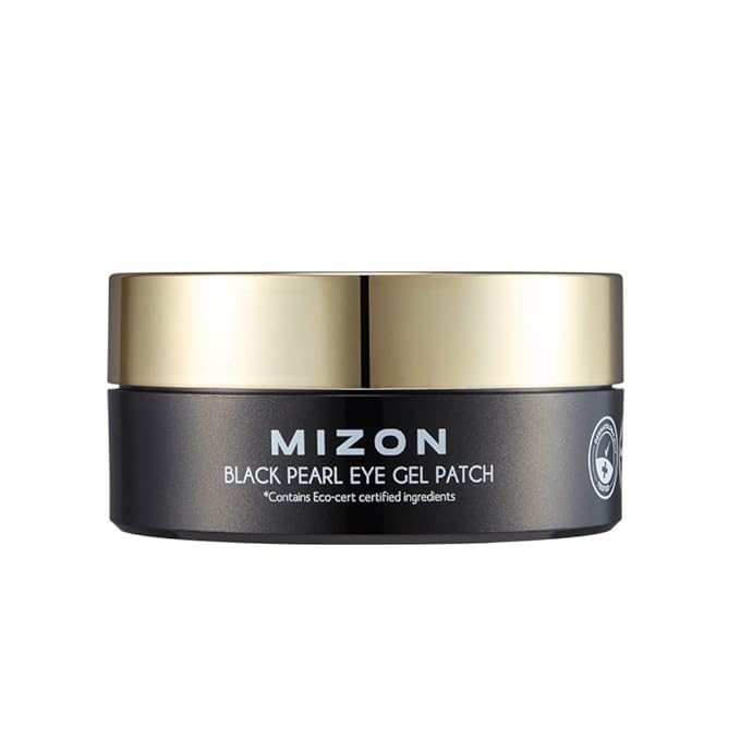 MIZON Pearl Eye Gel Patch Masks, Eye Treatment Mask Reduces Wrinkles and Puffiness, Dark Circles treatment, Hydrogel Eye Patches (Black Pearl)