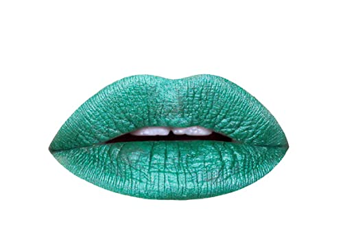Aromi Green Metallic Liquid Lipstick | Turquoise, Teal-Green Lip Color with Shimmery Finish, Vegan, Cruelty-free, Long-lasting, Smudge Proof, Handmade (Mermaid Tail)
