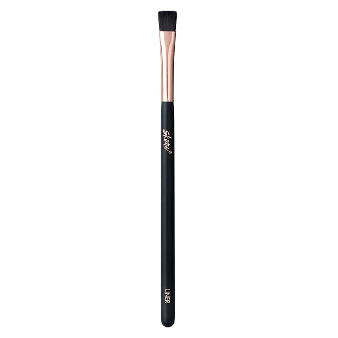 Skone Cosmetics Liner Makeup Brush - Luxe Premium Rose Gold and Synthetic Black Liner Brush Used To Define Eyebrows - Professional Grade Nylon Flat Edge Liner Make Up Brush - Liner Brush for Eyes - Cruelty Free Makeup Brushes