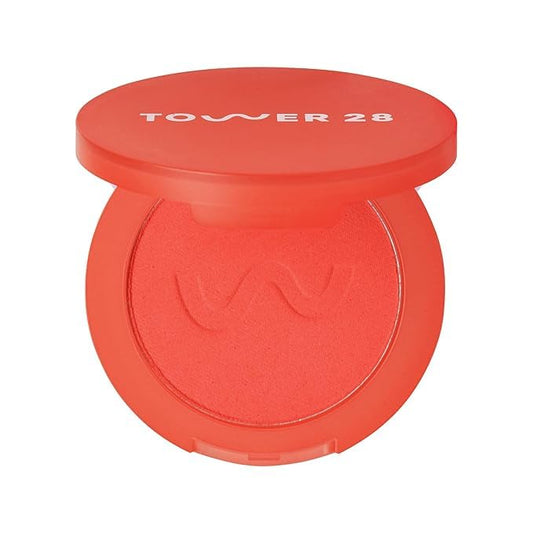 Tower 28 GetSet™ Soft Matte Powder Blush - Self-Setting 12-Hr Longwear Sweat-Proof Formula - Pigmented Orange Coral Blush Downtown Daiquiri x Toni Bravo Collab