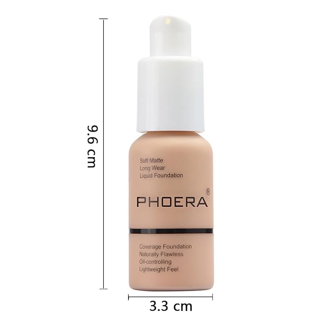 PHOERA 2 Pack Flawless Soft Matte Liquid Foundation, 24 HR Oil Control Concealer Makeup, Full Coverage Foundation for Women and Girls (105 Sand)