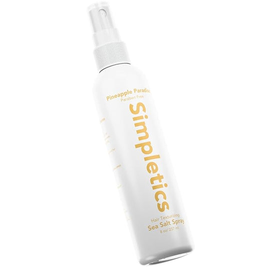 Simpletics Himalayan Sea Salt Hair Spray (Pineapple Scent) – Natural 5-Ingredient Formula for Beach Waves & Volume – Light Hold, Non-Greasy, Paraben & Sulfate Free – Unisex 8 fl oz