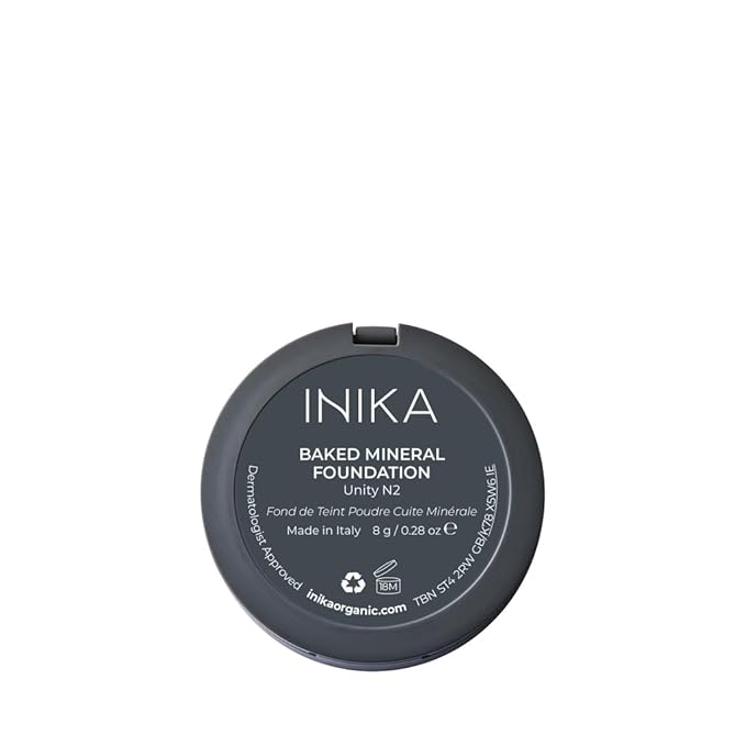 INIKA Organic Buildable Baked Mineral Foundation Compact Powder - Lightweight, Breathable Natural Base with Hydrating Squalane and Magnolia Bark Extract - Natural and Vegan Makeup, Unity, 0.28 oz
