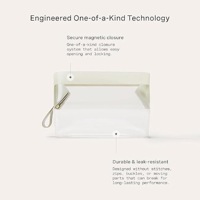 Cadence Parcel - Clear Dopp Kit with Magnetic Closure - Durable and Leak-Resistant Travel Toiletry Kit - Modular Design - Hygiene Bag for Travel Essentials - 2 Qt - Pebble