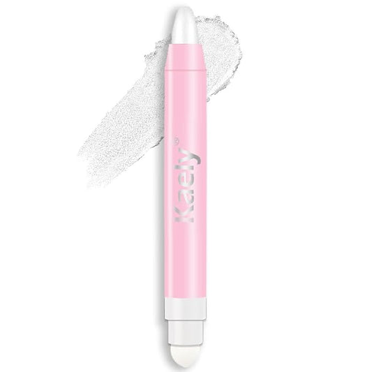 evpct 1Pcs Pearl White Shimmer Cream Eye Shadow Brightener Sticks for Eyes, Double Ended Cream Eyeshadow Stick Pencil Pen with Applicator, Eye Shadow Palette Highlighter Makeup Waterproof Pigmented 01