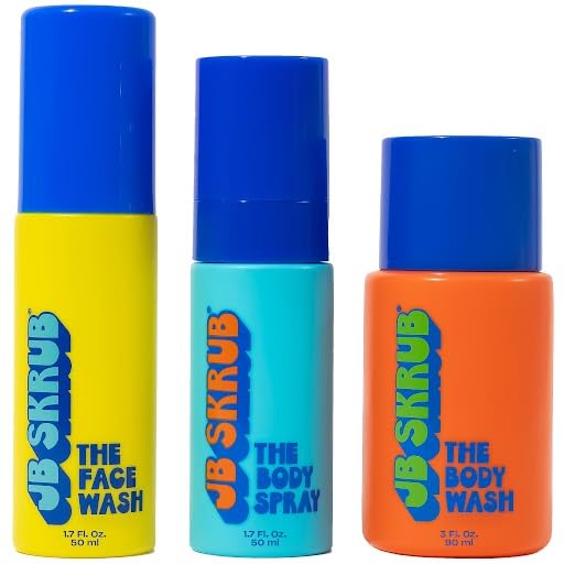 JB SKRUB The Junior Travel Trio - Complete Skin Care Set for Kids, Tweens & Teens: Hydrating Body Wash, Refreshing Body Spray, & Gentle Face Wash