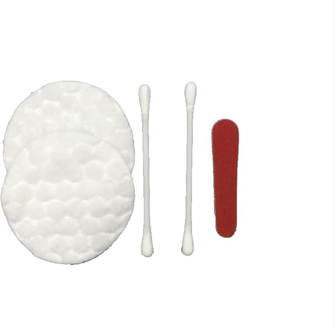 ECO amenities Cotton Rounds Travel Set - 500-Piece White Set - Individually Wrapped Cotton Swabs & Disposable Nail Files - Bulk Travel Toiletry Kit for Hotels
