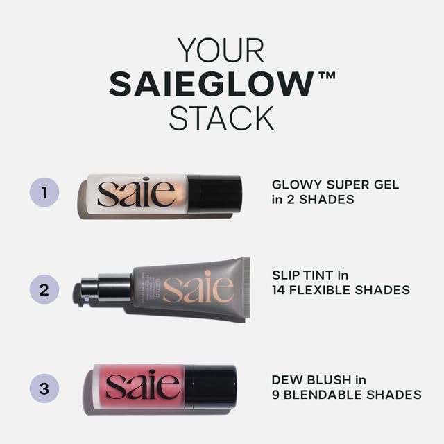 Saie Dew Liquid Blush for Cheeks - Hydrating Cream Blush Stick with a Blendable + Buildable Formula - Skincare Infused Dewy Cheek Tint for a Natural Flush - Glowy Makeup Essential - Dreamy (.40 oz)
