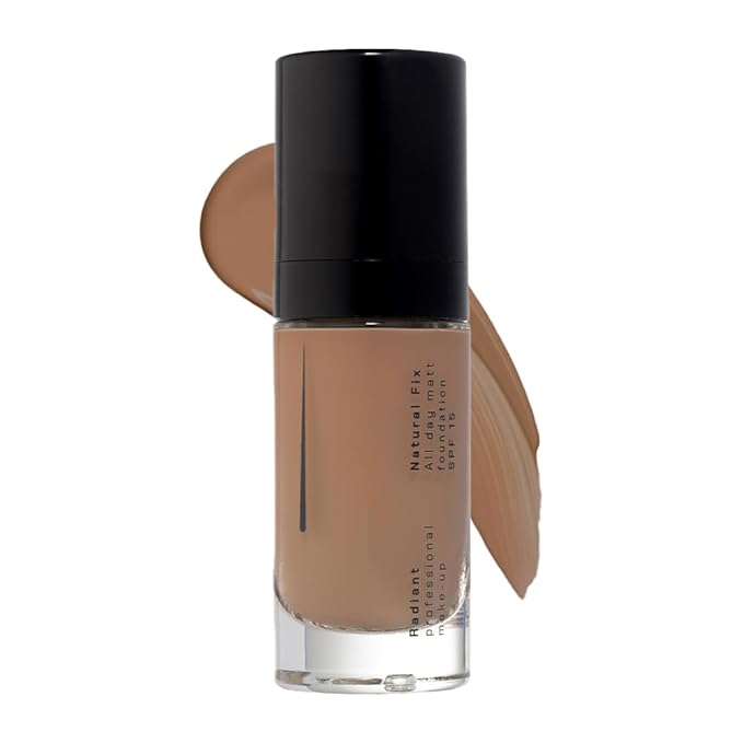 Radiant Professional Natural Fix All Day Matte Cream Foundation - Long Wear High Coverage Face Makeup Foundation With SPF 15 - Oil Free Matte Finish - For All Skin Types-1.01 oz. (06 Tan)