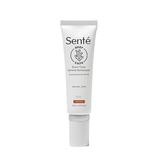 Senté Even Tone Mineral Sunscreen Tinted | SPF 36 Medium-Dark | Hydrating, Lightweight Sun Protection Treatment for Redness & Discoloration | UVA/UVB & Blue Light Defense | 1.7 oz