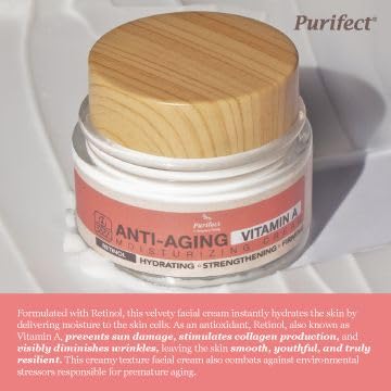 Purifect Vitamin A Retinol Moisturizer – Anti-Aging Hydrating Facial Cream with Collagen & Antioxidants – Lightweight, Non-Greasy, Made in USA, 1.7 fl oz