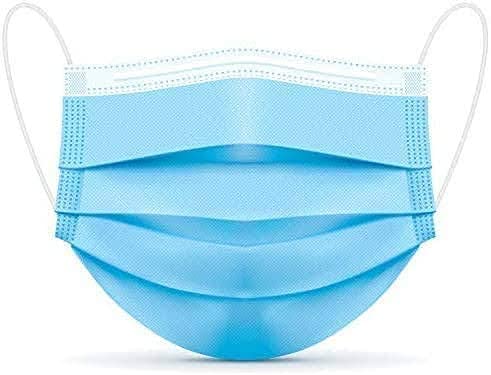 [Pack of 100] Single Use Disposable Face Mask, Effective Filtration, Bulk Pack 3-Ply Masks Facial Cover with Elastic Earloops For Home, Office, School, and Outdoors