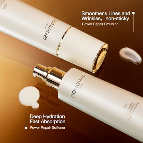 Donginbi Red Ginseng Power Repair Essential Skin Care Set - Hydrating Toner (4.4 floz), Korean Red Ginseng Essence with Collagen (4.4 floz), Firming Face Oil, Korean Skin Care Gifts for Women