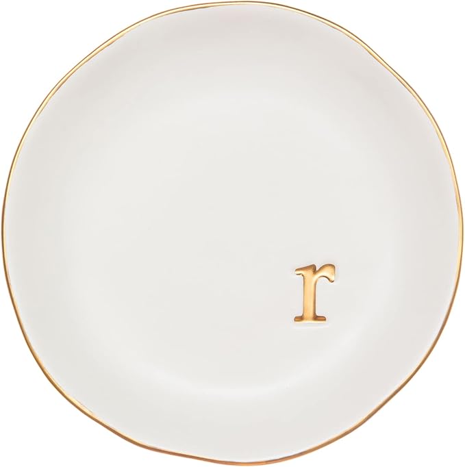 COLLECTIVE HOME - Ceramic Jewelry Tray, Decorative Trinket Dish for Rings Earrings Necklaces Bracelet Watch Keys, Birthday Mother's Day Christmas Gift for Women, 4.75", White Surface (R)