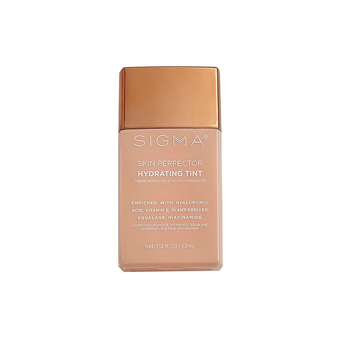 Sigma Beauty Skin Perfector – Hydrating Skin Tint Foundation for Lightweight, Buildable Coverage, With Hyaluronic Acid, Niacinamide Serum, and More (5 Dark Golden Tint, 1.12oz)