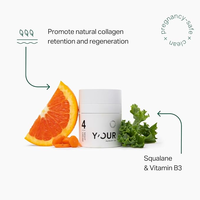 Y'OUR Non-Toxic, Pregnancy-Safe Skincare Set – 2-Step System with Cleanser & Night Cream – Soothing & Rejuvenating – Gentle and Non-Comedogenic Formula.