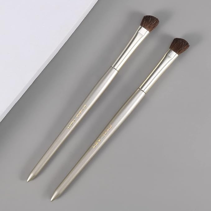 Natural Pony Hair Eye Shadow Brush by ENZO KEN, Small Nose Contour Brush, Angled Eyeshadow Brush, Angled Eye Shadow Brush, Single Eyeshadow Brush, Eye Brushes, Eyeshadow Blending Brush. (Gold, E202)