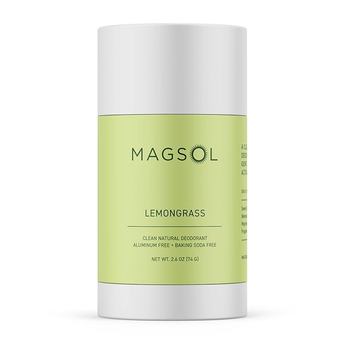 MAGSOL Natural Deodorant for Men & Women | Aluminum Free Deodorant | Gentle on Skin with Sweet Almond Oil & Beeswax | Baking Soda Free | Paraben & Pthalate Free | Lemongrass