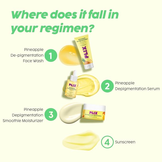 PLIX - THE PLANT FIX Pineapple Pigmentation Skincare Kit For Dark Spot Removal | Cleanser, Face Serum and Moisturizer Combo With 2% Alpha Arbutin For Women & Men, Pack of 3