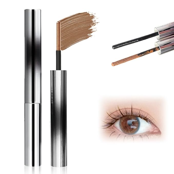3D Curling Iron Wand Mascara, 2025 New Waterproof Metal Iron Wand Mascara Tubing, Waterproof & Smudge-Proof Long-Lasting Curling Eyelash Mascaras with No Flaking (Brown)