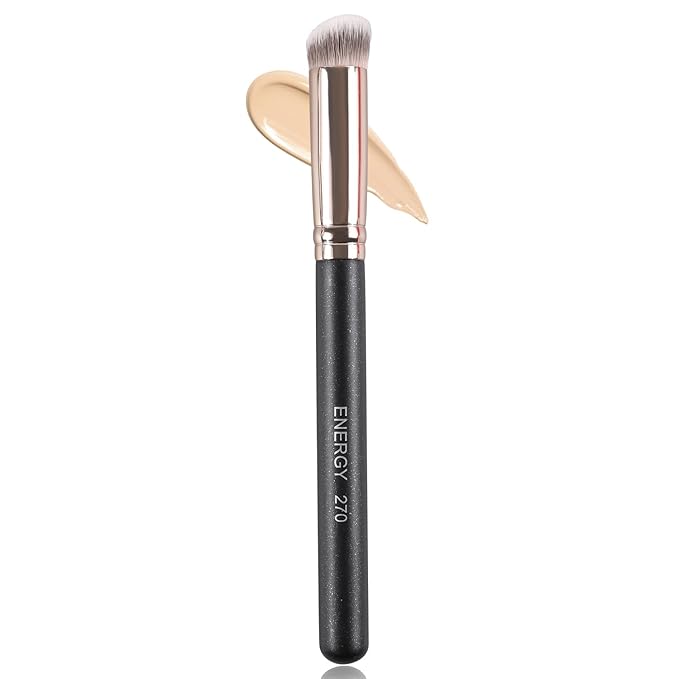 ENERGY Concealer Brush Under Eye Mini Angled Kabuki Nose Contour Brush for Concealing Blending Setting Buffing with Powder Liquid Cream Cosmetics Small Makeup Foundation brush