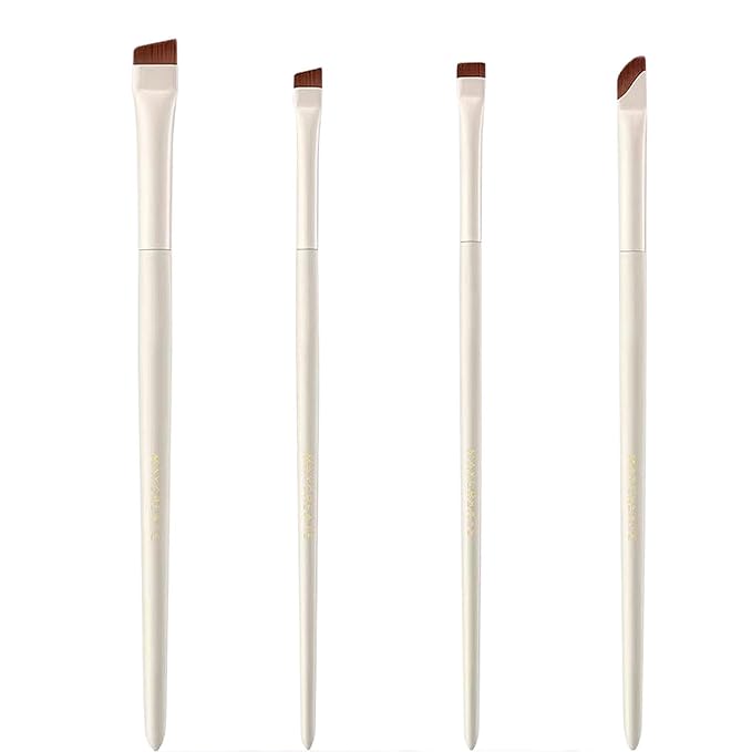 4 PCS Fine Angled Eyeliner Brush Set,Ultra Thin Liner Brush,Angled Flat Gel Eye Liner Makeup Brushes,Fine Point Eyeliner Brushes for Women Girls