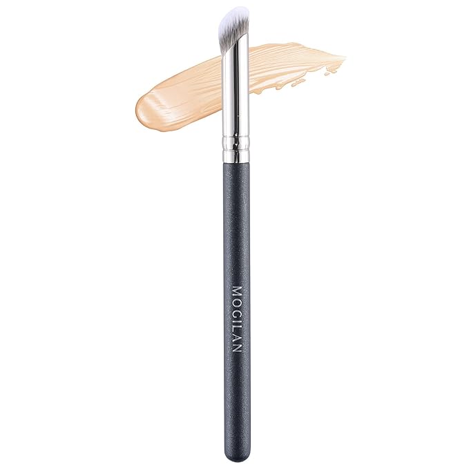 Concealer Brush, Angled Under Eye Makeup Small Foundation Precision Face Blending Brush for Liquid Cream & Nose Contour Make Up Application 370S